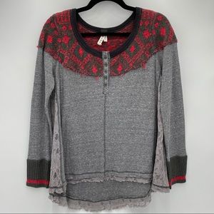 We The Free Thermal and Lace Henley Top Si…